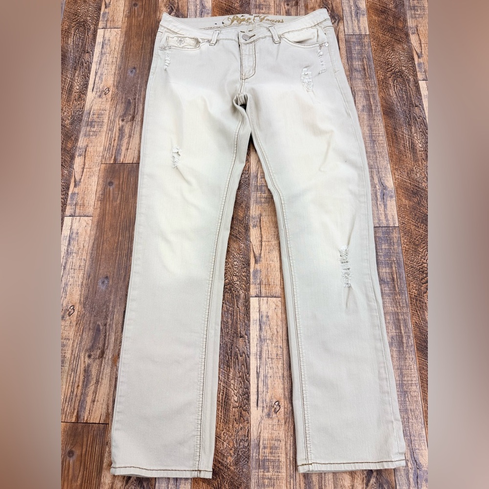 PEPE Jeans London Slim Fit Distressed Embroidered Studded-Men's Pants Size 34